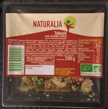Taboule Aux Legumes Frais Naturalia Points Ww