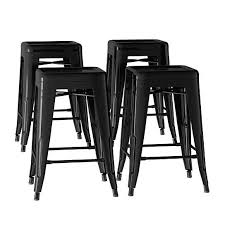 Black Metal Bar Stool Set 24 Inch Counter Height Set Of 4 Stackable Stools Bar Stools Metal Bar Stools 24 Bar Stools