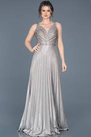 Gumus Pileli Uzun Abiye Elbise Abu603 The Dress Aksam Elbiseleri Elbise