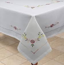 Amazon Com Creative Linens Hemstitched Embroidered Daisy Flower Tablecloth 70 Square Table Cover White Home Kitchen In 2020 Table Cloth Daisy Flower Table Covers