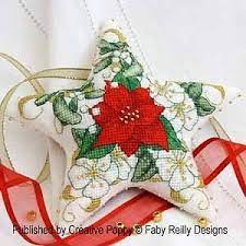 Faby Reilly Designs Poinsettia Star Needlepoint Christmas Ornaments Needlepoint Christmas Cross Stitch Patterns