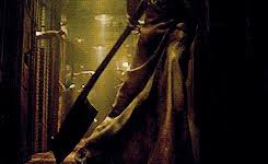 After the end credits, pyramid head is seen walking and dragging his giant sword after defeating the missionary. Heather Mason Pyramid Head Shmovie Gif Find On Gifer