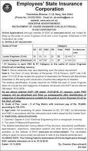 Esic Delhi Recruitment 2018 Apply For 79 Junior Engineer Posts Last Date 15 12 2018