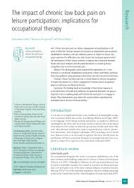Pdf The Impact Of Chronic Low Back Pain On Leisure Participation Implications For Occupational Therapy