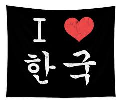 Learn about how they cure illness and bring good luck. I Love Korea Korean Language Hangul Heart Tee Tapestry For Sale By Noirty Designs