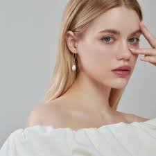 Buy Dainty 18K Gold Baroque Pearl Earrings, Natural Teardrop Pearl Earhoop  Jewelry Set, Wire 925 Sliver Long Earstud, Vintage Wedding Dangles Online  in India