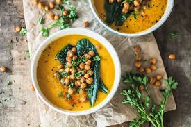 Try a lettuce wrap instead of bread Roasted Pumpkin Cream Soup With Crispy Chickpeas Vibrant Plate