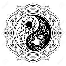 Mandala coloring pages are a fun way for kids of all ages, adults to develop creativity, concentration, fine motor skills, and color recognition. Vector Henna Tatoo Mandala Yin Yang Decorative Symbol Mehndi Style Decorative Pattern In Oriental Style Coloring Book Page Royalty Free Cliparts Vectors And Stock Illustration Image 75745290