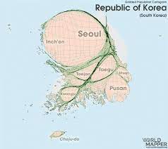 Working age population will be less than 60% of total population at year 2036. Republic Of Korea Gridded Population