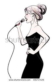 Woman Singing With Microphone Vector Illustration Woman Singing Singing Drawing Singing