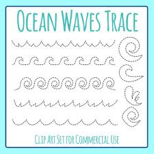 Ocean Themed Wave Tracing Practice For Pencil Control Dashed Clip Art Set In 2020 Clip Art Art Set Tracing
