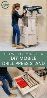 Learn How I Made This Drill Press Stand That Is On Casters So It S Mobile Has Drawers With Some Simple Storage Drill Press Stand Drill Press Drill Press Table