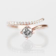 Nebula Ring With Gray Celestial Diamond And White Accents In 10k Rose Gold Read Classic Engagement Rings Diamond Alternative Engagement Ring Engagement Rings