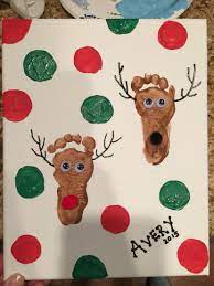 Baby Christmas Crafts Footprint Canvas Art Christmas Baby Christmas Crafts Christmas Art Handprint Christmas