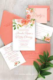 Coral Wedding Invitations Boho Floral Wedding Invitation Set Etsy In 2021 Coral Wedding Invitations Wedding Invitations Boho Boho Floral Wedding Invitations