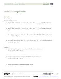 Algebra I Module 1 Topic C Lesson 20 Student Version