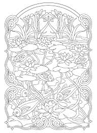 These koi fish coloring sheets will help your kid use a number of colors to color one object since koi fish comprises of a variety of shades of color. Fish Pond Fishes Adult Coloring Pages