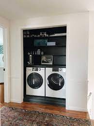 Check out these closet ideas to create a custom dressing room at home! Rachel Schultz Creating A Second Floor Laundry Closet