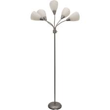 Mainstays 5 Light Multihead Floor Lamp Silver With White Shade Walmart Com Walmart Com