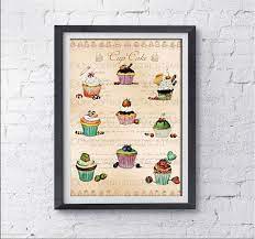 Cupcake Wall Decor Kitchen Decor Cupcake Wall Art Kitchen Print Kitchen Wall Art Digital Download Cupcake Papers Home Wall Decor Poster Murale Cartonnage Stampe Murali