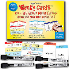 These are good ways to make playtest cards for your game. Buy Think2master Wacky Cards 1st 3rd Grade Math Card Game For Families Classroom Make Hilarious Sentences While Practicing Math Including Addition Subtraction Multiplication 4 Dry Erase Markers Online In