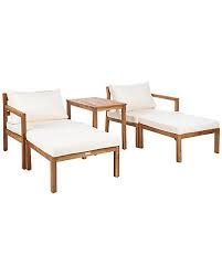 Safavieh Pratia 5pc Outdoor Set Gilt Outdoor Settings Coffee Table Acacia Wood Table