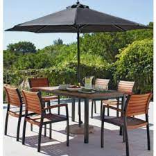 Buy Sorrento 6 Seater Patio Furniture Set With Parasol Brown At Argos Co Uk Your Online Shop For Garden Table And Chai Patio Patio Set Patio Furniture Sets