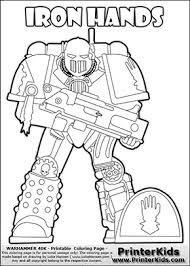 Colouring Sheet Drawn With A Deailed Iron Hands Space Marine From The Tabletop Game With Citadel Miniatures Call Warhammer Coloring Pages Warhammer 40k Artwork