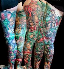We have alice in wonderland tattoo ideas, designs, symbolism and we explain the meaning behind the tattoo. Full Leg Tattoo Alice In Wonderland Alice In Wonderland Leg Tattoo This Is What I Want The Possibilities Only End With Your Imagination Xfatw