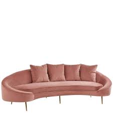 Das sofa sofia überzeugt mit der raffinierten farbe und dem unkomplizierten, modernen design. Grosses Gerundetes 4er Sofa Mit Rosa Samtbezug Goldenen Fussen