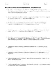 Learn vocabulary, terms and more with flashcards, games and other study tools. Comp Empirical And Molecular Worksheet Mole Unit Chlorine