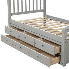 Twin solid bamboo all wood platform bed frame choose finish. Twin Size Platform Storage Bed Solid Wood Bed With 6 Drawers Walmart Com Walmart Com