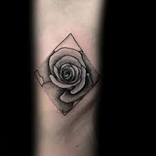 40 Geometric Rose Tattoo Designs For Men Flower Ink Ideas Rose Tattoo Design Tattoo Designs Men Geometric Rose Tattoo