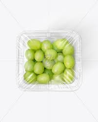 Clear Plastic Tray With Green Grapes Mockup In Tray Platter Mockups On Yellow Images Object Mockups