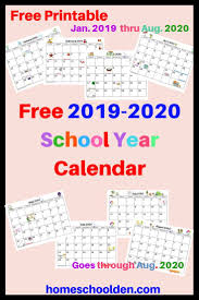 Free 2019 2020 Calendar Printable School Calendar Printables Homeschool Calendar Preschool Calendar