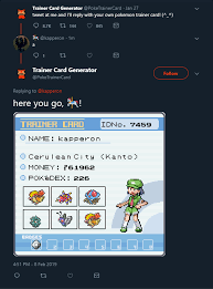 Submitted by pkmntrainerj over a year ago. Github Xandjiji Pokemon Trainer Card Generator A Twitter Bot That Automatically Generates And Tweets Pokemon Trainer Cards