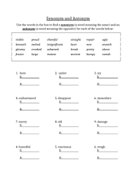 One lesson asks students to determine whether two words are synonyms or antonyms, while another lesson requires your kids to use synonyms to explain the same concepts. Synonym And Antonym Worksheet Teaching Resources