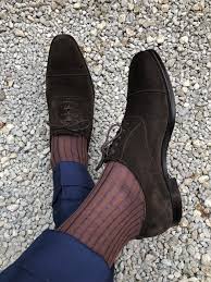 Pair brown shoes with navy blue pants and transform them into an edgy accessory. Brown Socks With Blue Navy Pants And Brown Shoes Ask Andy About Clothes Community
