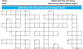 Download soal latihan tentang animals (binatang). Teka Teki Silang Nama Hewan Bahasa Inggris Bimbel Brilian