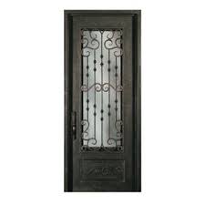1 Panel Insulating Core 3 4 Lite Right Hand Inswing Bronze Iron Painted Prehung Entry Door Common 39 In X 96 Privacy Glass Iron Entry Doors Iron Door Design