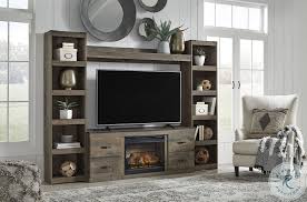 Trinell Brown 4 Piece Entertainment Center In 2020 Entertainment Center Living Room Entertainment Center Fireplace Entertainment Center