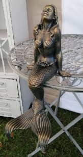 Meerjungfrau Nixe Kantensitzer Gusseisen Teich Eisen Figur Deko Skulptur Antik Deko Skulpturen Meerjungfrau Skulpturen