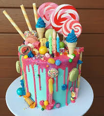 Decorating a cake with candy. Colorful Candy Cake Crazy Birthday Cakes Colorful Candy Cake Candy Birthday Cakes