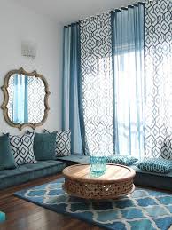 Bedroom Design Mediterranean Living Room With Blue Bedroom Curtains Ideas Also Blue Carpet Seat And Cushio Mediterranean Living Rooms Floor Seating Home Decor