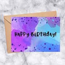 Recently added 38+ happy birthday watercolor images of various designs. Happy Birthday Printable Greeting Card Watercolor With Confetti In Purple Blue April Marie Mai