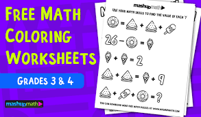 Play one of turtle diary's large variety of decimal games for third grade. Free Math Coloring Worksheets For 3rd And 4th Grade Mashup Math