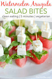 Ravioli on a stick is a tasty appetizer everyone talks about. Watermelon Arugula Salad Bites Recipe Healthy Appetizer The Chic Life