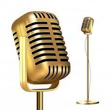 Retro Golden Microphone With Stand Vector Record Stage Live Concert On Air Illustration Mic Vector Microphone Png And Vector With Transparent Background For Microphone Retro Pink Pattern Background