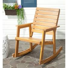 Safavieh Alexei Natural Brown Acacia Wood Patio Rocking Chair Wood Rocking Chair Patio Rocking Chairs Outdoor Rocking Chairs