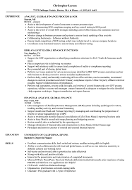 analyst global finance resume samples